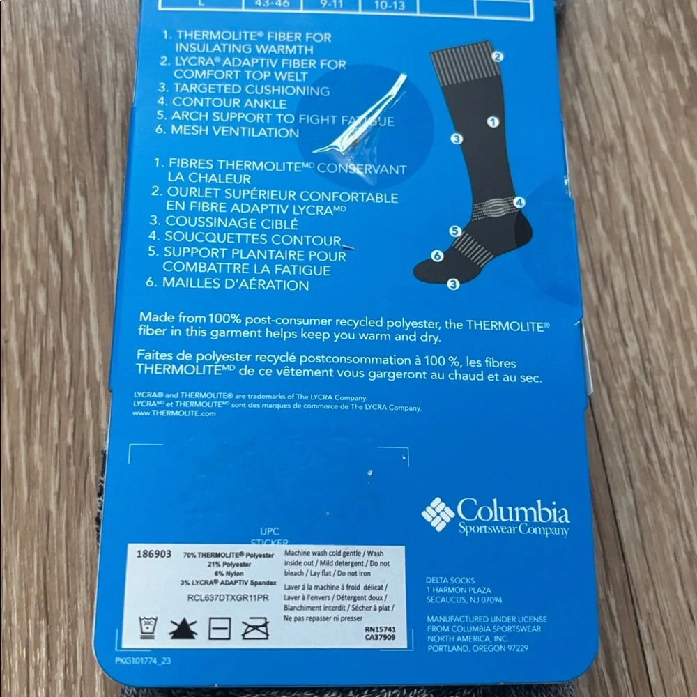 new! Columbia women’s over the calf ski socks, gray/teal, Medium